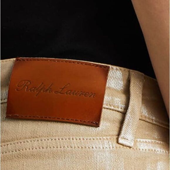 Ralph Lauren Pre-Spring Collection Sand Pearlescent Foil 160 Skinny Stretch Jean - Picture 4 of 16